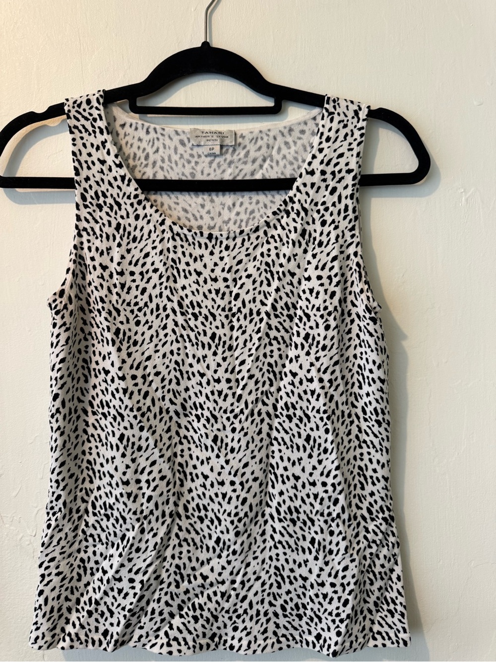 Anne Klein Black and White Spot Print Scoop Tank